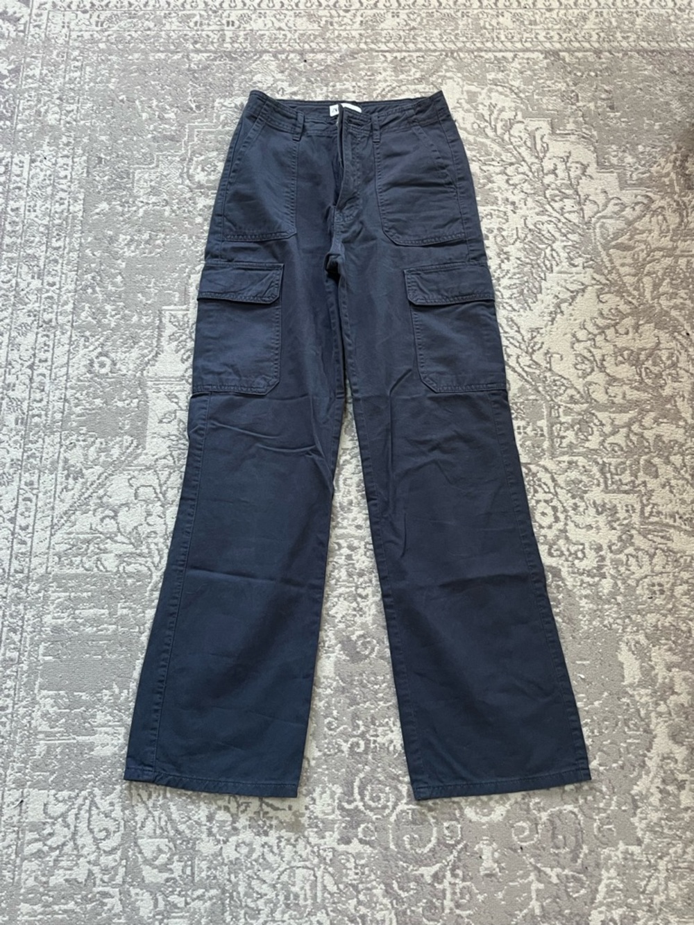 Zara charcoal gray wide-leg cargo trousers